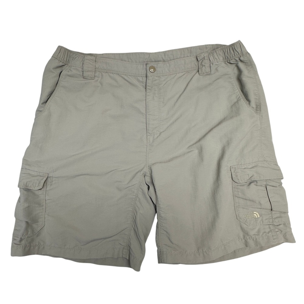 The North Face Cargo Shorts Mens 2XL Beige Nylon Elastic Waist Hiking Outdoor